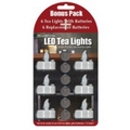 Flameless LED Tea Light w/ Replacement Batteries (6 Piece Set w/ Blister Card)